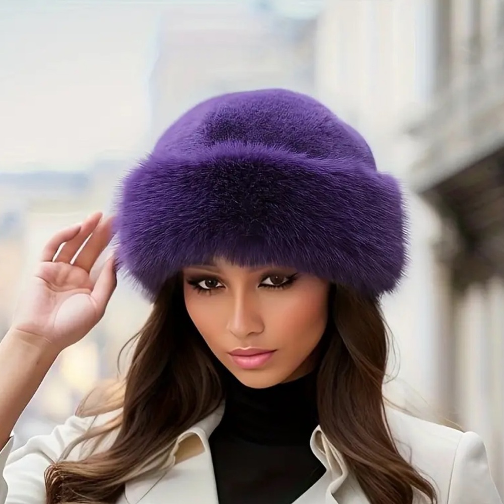 Elegant Purple Fur Hat
